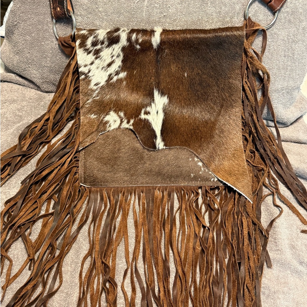 Brown Fringe Cowhide Women's Bag